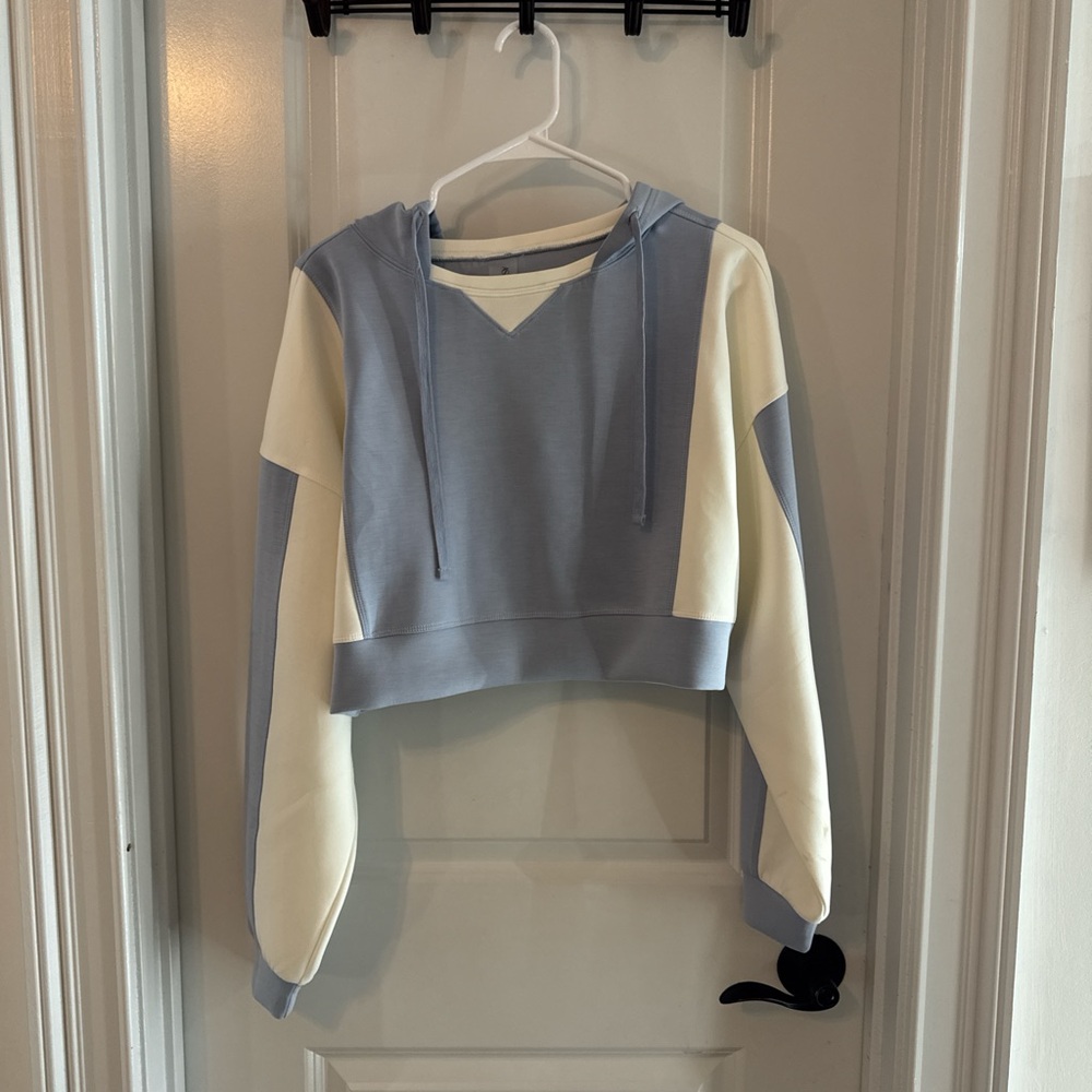 Blue and Cream Colorblock Hoodie